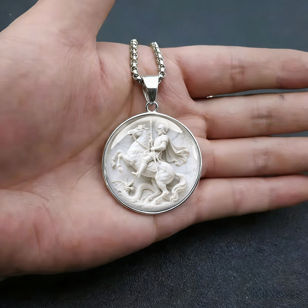 Мужская подвеска 2DFLAT из нержавеющей стали 316 304 304, изображающая Святого Георгия и дракона, модный ретро-индивидуальный аксессуар, гипоаллергенные ювелирные изделия в подарок парню
