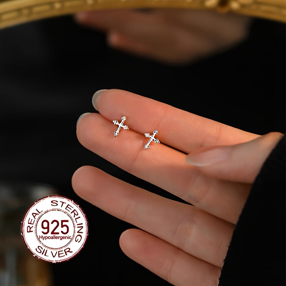 Μίνι Καρφωτά Σκουλαρίκια Σταυρός (Ασήμι 925)