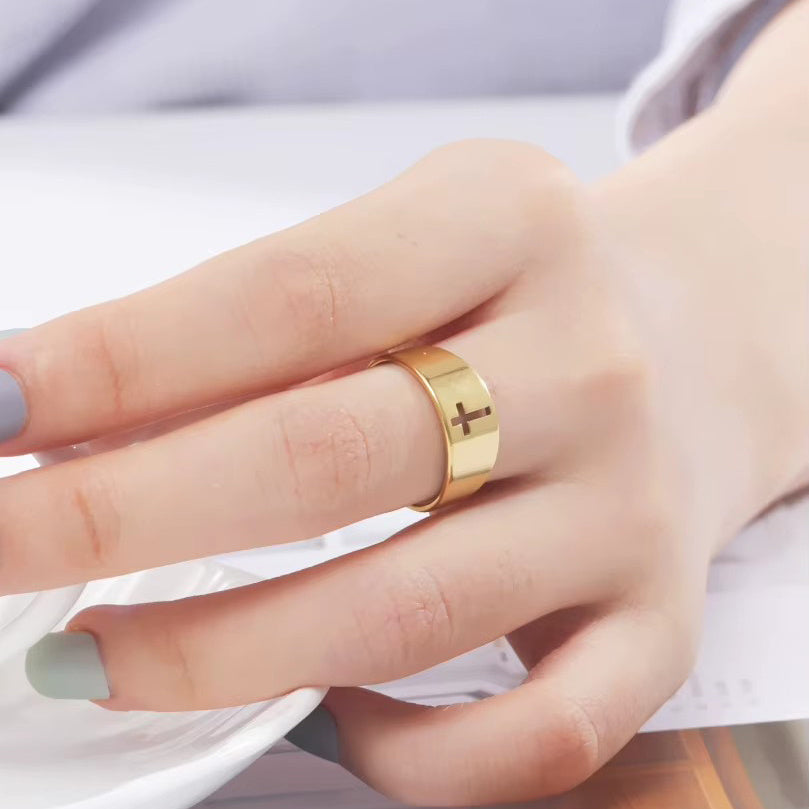 1 шт. Религиозное кольцо с полым крестом, минималистичное христианское обручальное кольцо из нержавеющей стали, подходит для повседневной носки, подарок для хорошего друга
