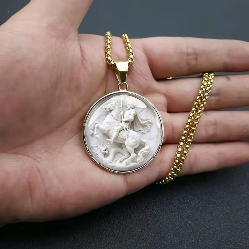 Мужская подвеска 2DFLAT из нержавеющей стали 316 304 304, изображающая Святого Георгия и дракона, модный ретро-индивидуальный аксессуар, гипоаллергенные ювелирные изделия в подарок парню