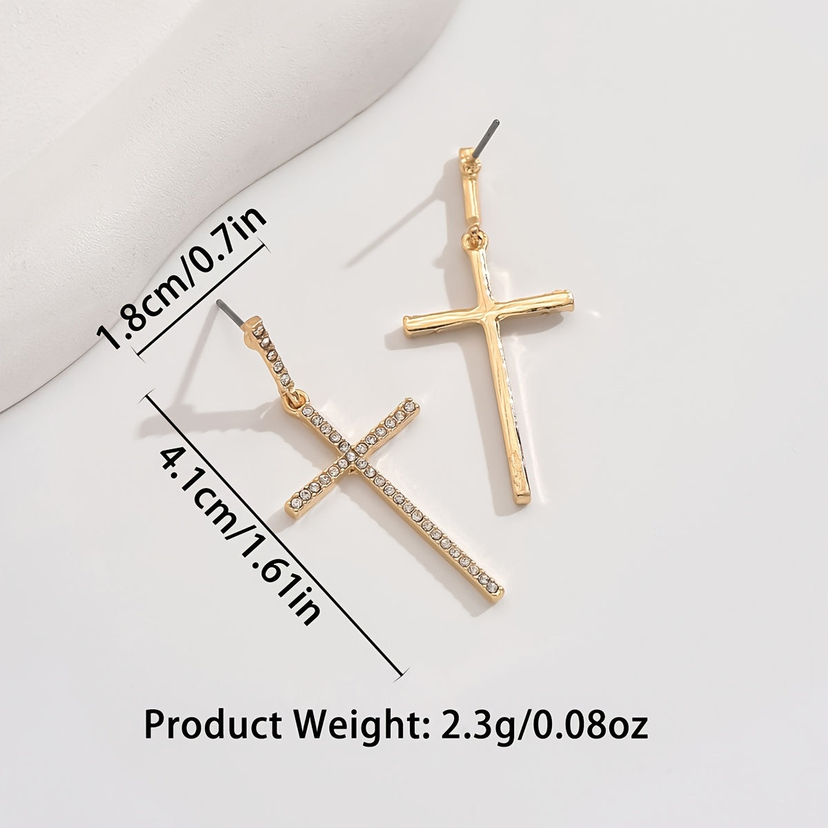 Σκουλαρίκια με Κρεμαστό Σταυρό και Πέτρες (Χρυσό ή Μαύρο)