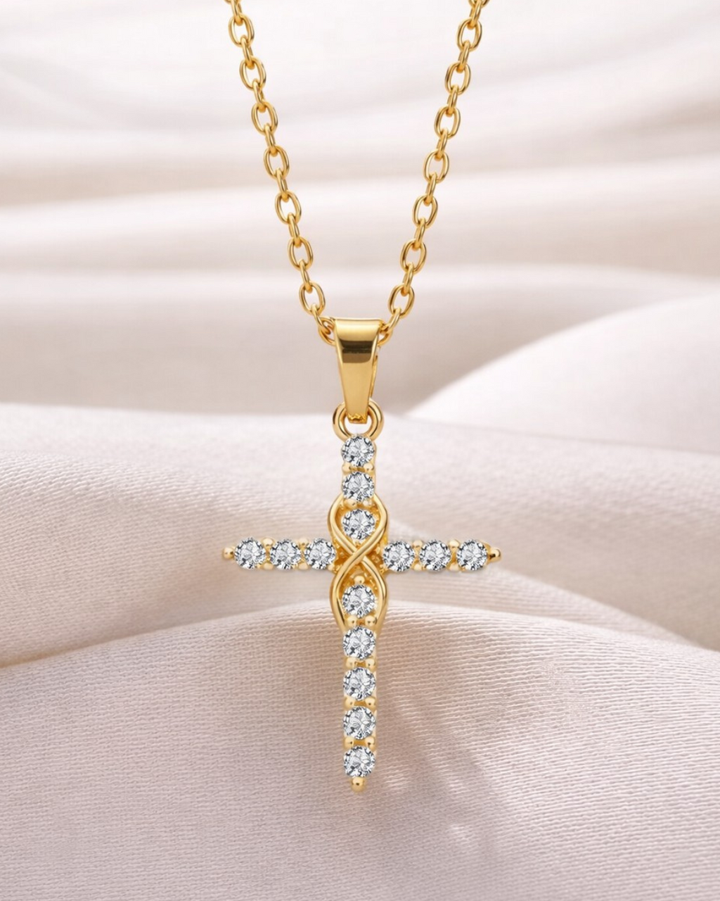 Collana Fede Infinita con Croce (Placcata in Oro)