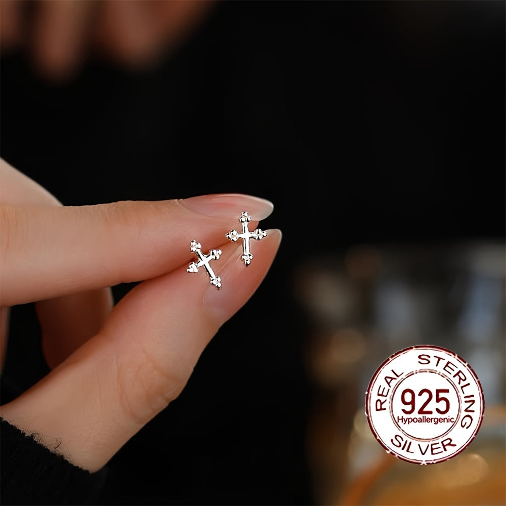 Μίνι Καρφωτά Σκουλαρίκια Σταυρός (Ασήμι 925)